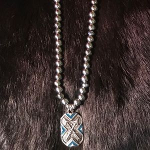 Silver metal beaded necklace with charm!